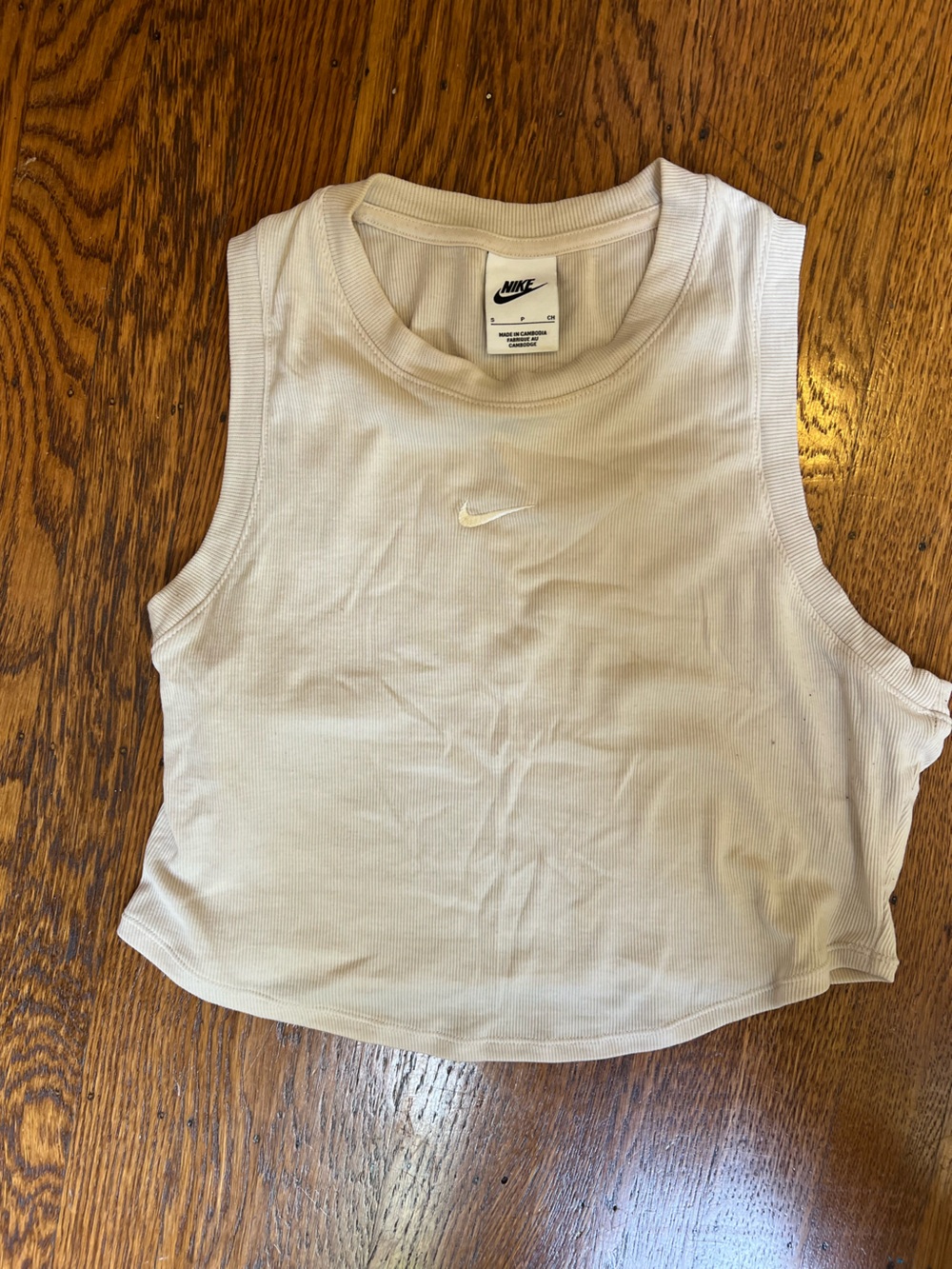 Nike Women's Cream Ribbed Sleeveless Crop Tank